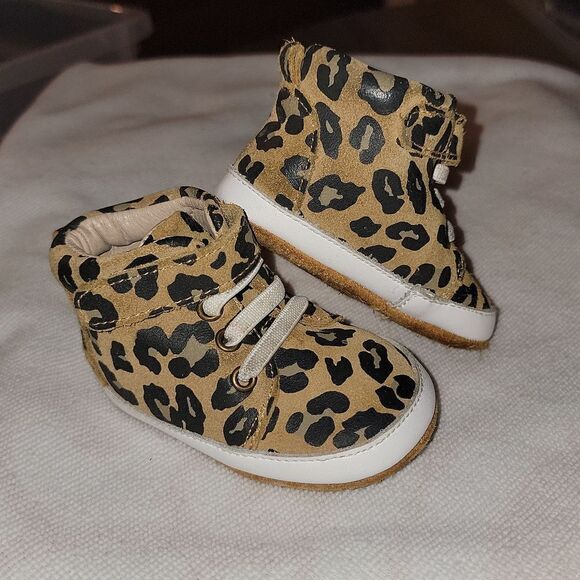 MONKEY FEET High Top Elastic Lace Leather Soft Bottom Moccasin Shoes 6-12 months - Picture 1 of 10